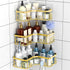 Menbyci 3 Pack Corner Shower Caddy, Adhesive Bathroom Shelves with 18 Hooks, Drill-Free