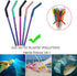 Senneny Set of 5 Stainless Steel Straws - Colorful with Silicone Flex Tips, 2 Cleaning Brushes and Portable Bag Included