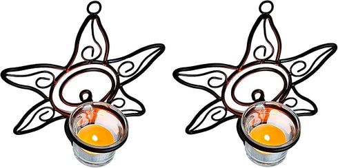 Lilys Home Southwestern Sun Decorative Votive Candle Tea Light Wall Mount Sconces,