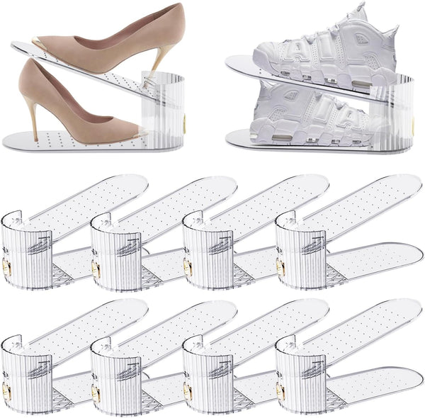 SummerVines Clear 10 Pack Shoe Slot Organizer, Shoe Stacker Organizer Holders for A