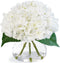 Hydrangea Artificial Flowers in Glass Vase, White Silk Fake Flowers Silk Centerpiece