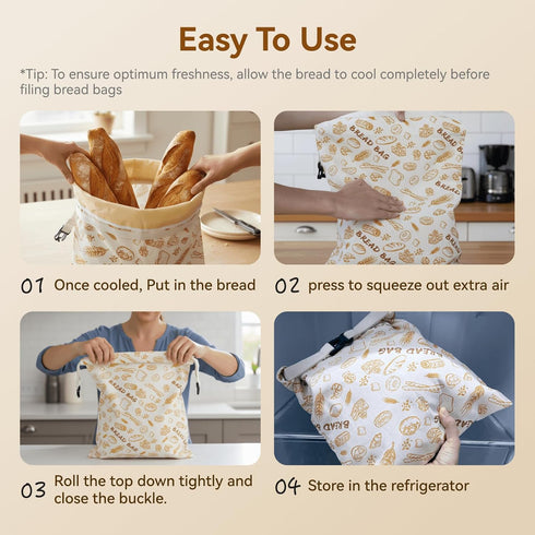 AOILONLI 2 Packs Fresh(1317 Inches) Bread Bag for Homemade Bread - XL Reusable Organic Beeswax Natural Cotton Sourdough