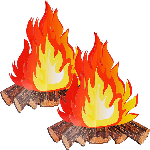 2 Set Fake Fire 12 Inch Tall Artificial Fire Fake Flame Paper Decorative Cardboard Campfire Centerpiece