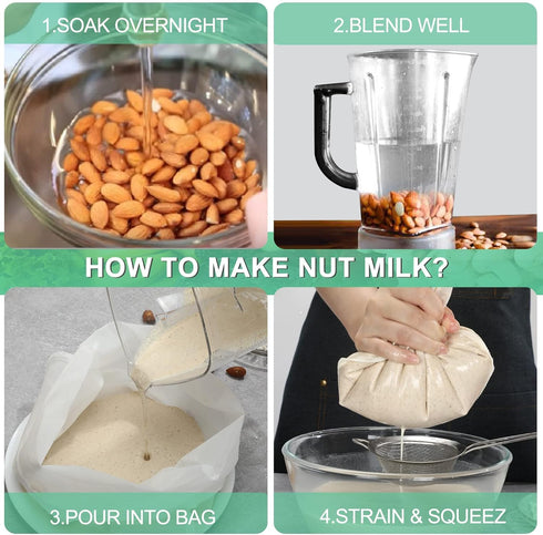 4 pack Juice2 4''x6''6''x8''8''x12'' Nut Milk Bag Reusable Food Strainers Nut Bags For Straining Almond/Soy Milk Greek