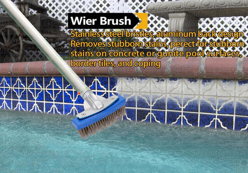 Pumice Stone for Pool and Stainless Steel Pool Brush Kit to Reomve Erase Rust Stain Spot in Concrete Plaster Pool Spa