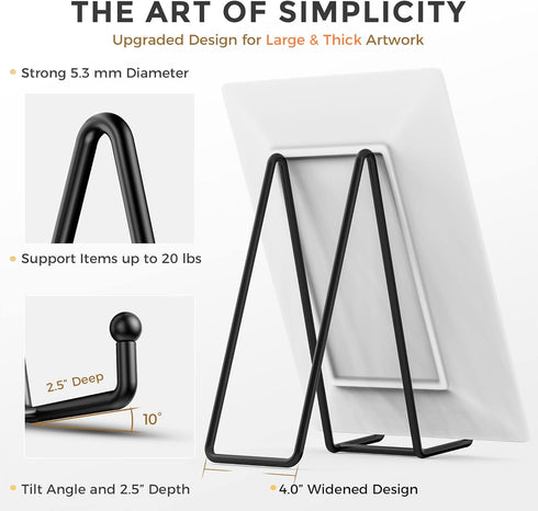 TR-LIFE 10 Inch Large Plate Stands for Display, Metal Holder for Decorative Platter, Book, Plaques, Photo, Art
