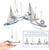 BUYGO Sailboat 4-Piece Set O Mini Model Decoration - Wooden Miniature Sailing Boat Home Decor