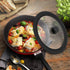 Universal Lid for Pots, Pans, and Skillets, Tempered Glass with Heat Resistant Silicone Rim, Black