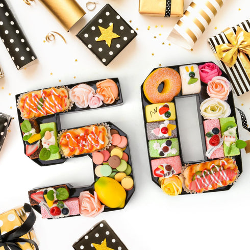 Cardboard Number for Charcuterie 50 Set, Fillable Tray 10.2'' Black Charcuterie Paper Box for Party Decorations