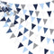32Ft Deep Blue Royal Triangle Flag Pennant Bunting Fabric Garland for Nautical Pirate, Wedding, Birthday, Baby Shower