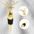 2 Packs Deer Wine Stoppers - Reusable Alloy Wine Bottle Accessories for Home Bar or Party (Silver + Gold)