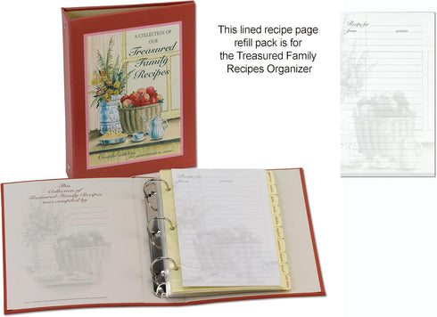 Meadowsweet Kitchens Lined Recipe Page Refill Pack for the Treasured Family Recipes Organizer