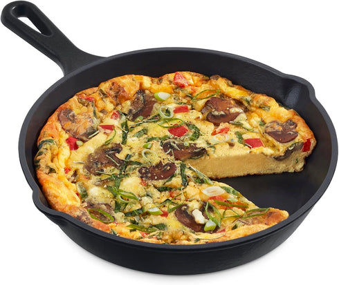 DASH Zakarian 9.5" Nonstick Cast Iron Skillet - Black with Pour Spouts for Searing, Baking, Grilling, Roasting