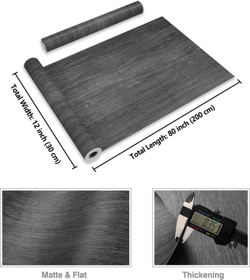 CRE8TIVE Dark Grey Wood Contact Paper 12"x80" Self Adhesive Faux Wood Wallpaper Peel and Stick Countertops Waterproof Thick Rustic Wood Grain Vinyl Wrap for Kitchen Bedroom Cabinets Table Shelves by CRE8TIVE