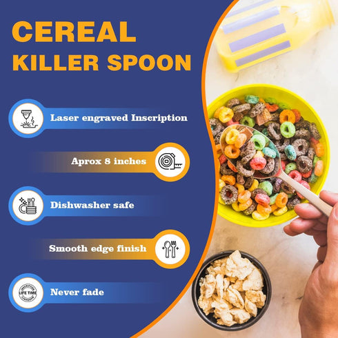 Laser Engraved Cereal Killer Spoon for Dad, Pragmatic Gift for Cereal Lovers, Funny Birthday Gift
