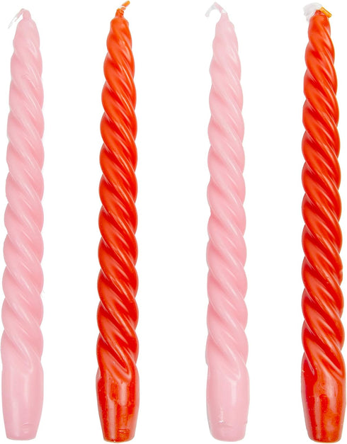 Italian Spiral Twisted Tapered Dinner Candles, Ideal Valentines Day Gift, 4pack, Tabling