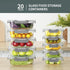 Glass Food Storage Containers with Lids, 20 Pieces Airtight Glass Meal Prep Container Set, Leakproof BPA Free Lunch