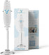 Hand Mixer Milk Frother, Stainless Steel Electric Matcha Whisk, Battery Operated for Coffee, Greens, Protein (White)