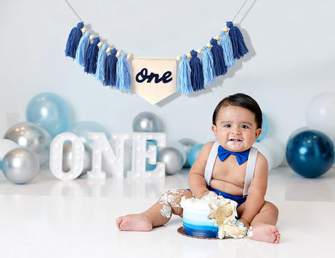 1st 1st High Chair Banner Birthday Boy - One High Chair Banner,Boy Tassel Garland,Boho Birthday Decor,Tassel And Canvas