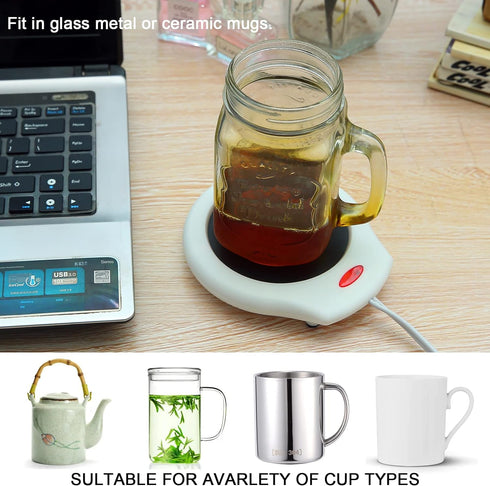 Home&Office Electric Mug Warmer for Coffee/Tea/Cocoa/Soup, Gift for Winter, 1pcs (White and Black, CFW001-White)