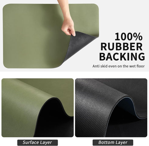 Dish Drying Mat for Kitchen Counter, Heat Resistant Non-slip Draining Mat, Super Absorbent, Easy to Clean, Green 18"x24"