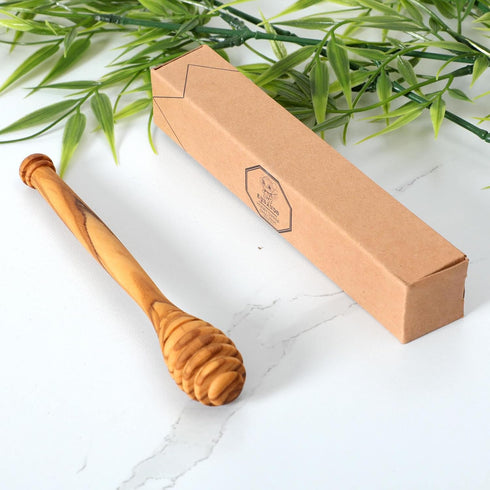 KYVANDO 1pcs, 6.3 Inch Traditional Olive Honey Dippers - Durable & Warp-Resistant, Preserves Honey Purity