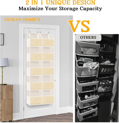 5 10 80 lbs Over The Door Organizer Tiers, Extra Large Behind Door Storage of Compartments, Weight Capacity Hanging