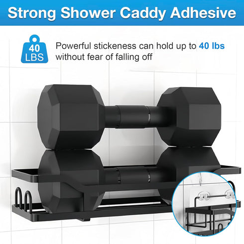 LSOSVSEU (14 Upgraded Shower Caddy Adhesive Replacement,Strong Adhesive Hooks for Shower Caddy, Waterproof Shower Shelf
