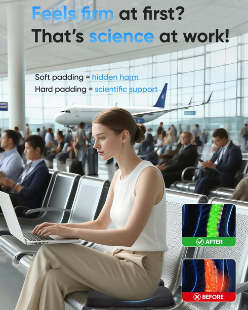 Sino Selected Ergo-Gel Airplane Seat Cushion, Gel-Infused Memory Foam Seat Cushion, Foldable Chair Cushions for Office
