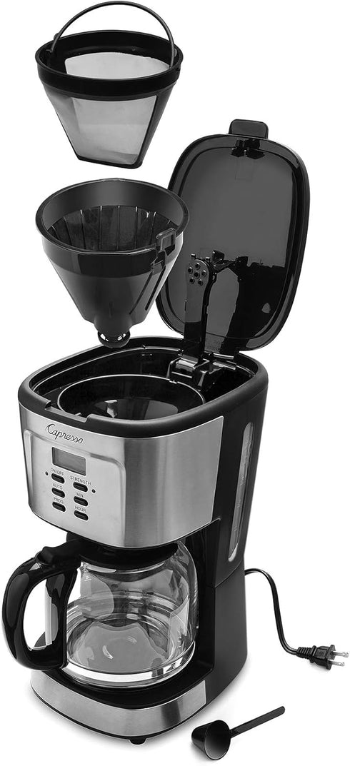 12-Cup 416.05 Capresso Coffee Maker with Glass Carafe, Stainless and Black