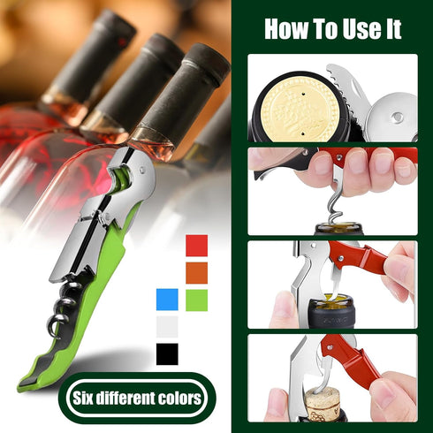 6 Party,Bars,Restaurants(6 Pieces wine key wine opener Stainless wine bottle opener Fold Serrated Foil Cutter wine key