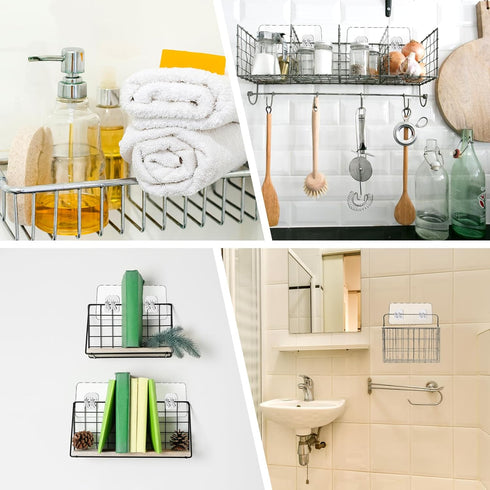 cobee 8 Rack(4 Set) Pcs Shower Caddy Adhesive Replacement, Shower Adhesive Hooks Wall Hooks, Transparent Strong