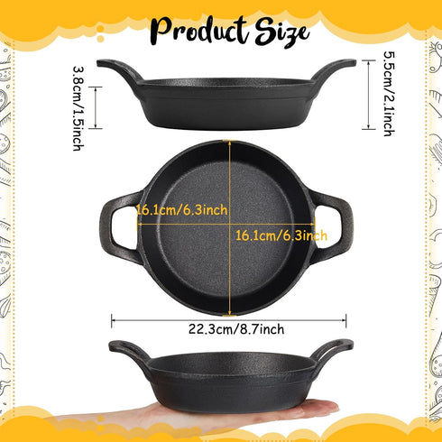 Mini Skillets Cast Iron Pan 6.34 x 6.34 x 1.5 Inch Cast Iron Ramekin Set Black Small Casserole Dish Cast Iron Cookware Oven Safe Mini Skillets for Kitchen Indoor Outdoor Picnic(1 Pack) by Ziliny