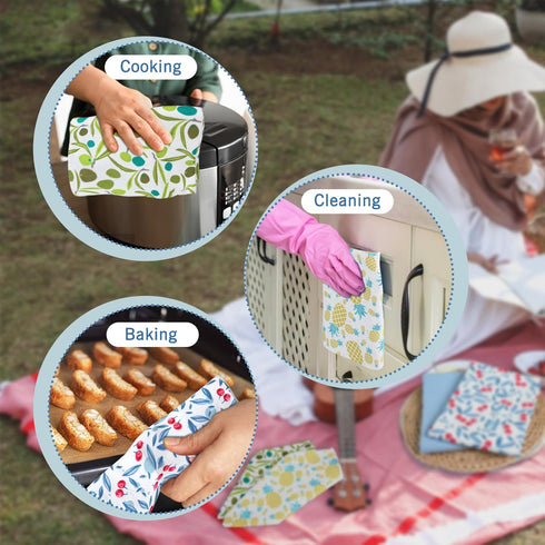 Kitchen Towel Set: 4 Pcs 18x26 Soft Absorbent 100% Cotton Dishcloths for Kitchen Drying, Quick Dry Bar Towel (Olive)