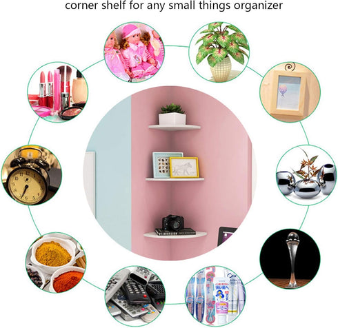 SISI 11 Inch Set 2 of Corner Wall Mounted Floating Shelf White,for Kitchen Room ,Living Room,Bathroom and Any Wall