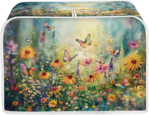 Butterfly Vibrant Floral Print Toasters Cover Quilted Toasters Cover Bread Maker Cover Kitchen Small Appliance Cover Toaster Oven Cover, for 2 Slice, for 4 Slice