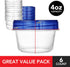 Stock Your Home 4oz Plastic Containers with Twist Top Lids (6 Pack), 1/2 Cup Small Freezer Containers for Leftover Food, Airtight Reusable Soup Containers with Lids, Microwave and Dishwasher Safe