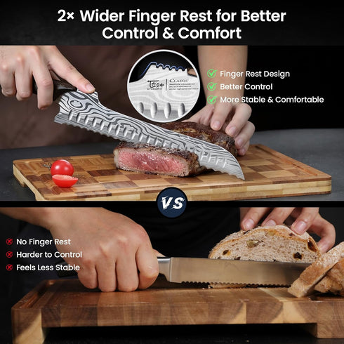 2026 Offset 10.5 Inch SYOKAMI New Upgraded Bread Knife for Homemade Bread, Resharpenable Serrated Knife, Ultra-Sharp