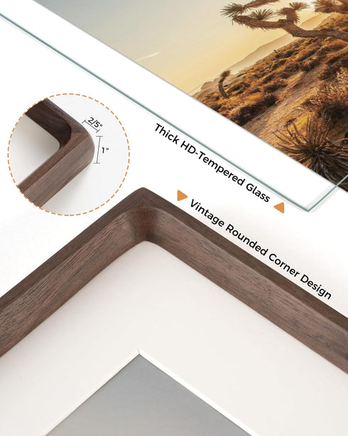 6x8 5x7 6x8 RICHFOCUS Picture Frame USA-Sourced Natural Walnut Solid Wood Photo Frame Handcrafted Rounded Corner Wooden