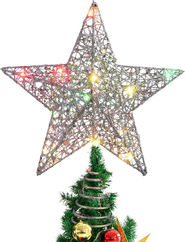 STOBOK Christmas Tree Topper, Colorful Lighted Xmas Tree Star for Christmas Tree Ornament Party Decoration (12 Inch,