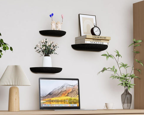 QsQueen Solid Wood Half Round Floating Wall Shelves | Elegant Floating Shelves, Elevate Your Space. Perfect for Living