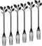 Appetizer Cake Fruit Forks Set of 6, Black Leaf Cocktail Picks for Tasting Dessert, Kitchen Accessory for Parties