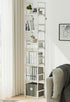 6 FIDUCIAL HOME Tiers Tall Narrow Bookshelf Book Shelf Skinny White Bookcase Thin Slim Book Rack Storage Organizer Easy