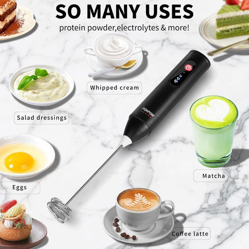 PQWPQW 3-Speed 3-Speed Rechargeable Milk Frother for Coffee, Baking & Eggs - USB Fast Charging, Portable Frother Wand