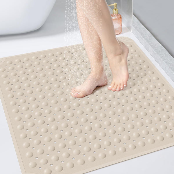 OTHWAY Square Shower Mat 32x32, TPE Non-Slip Shower Mats with Drain Holes