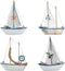 BUYGO O Mini Sailboat Model Decoration - 4-Piece Wooden Miniature Sailing Boat Home