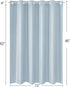 Set, 86 inch Set MitoVilla No Hooks Needed Extra Long Shower Curtain Liner Blue XL Heavyweight Waffle Fabric Cloth