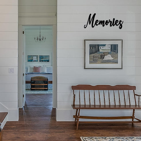 Hotop Metal Word Sign, Rustic Black Cutout "Memories" Wall Decor for Home, Library & Office