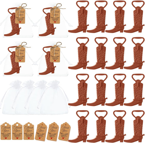 Meanplan 99 Pcs Cowboy Boot Bottle Opener Set Cowgirl Western Derby Wedding