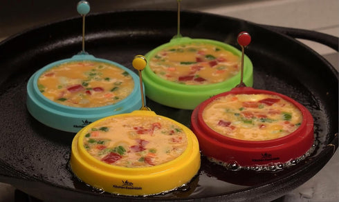 Kitchen Essentials Mcmuffin (4-Pack) Silicone Egg Rings, Premium Nonstick Multicolored Cooking Ring Molds for Eggs